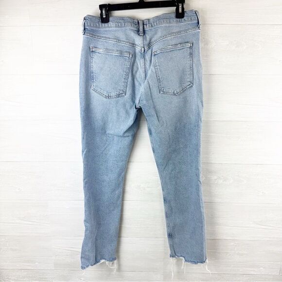 Agolde Merrel Distressed Raw Hem High Waist Straight Leg Jeans - Picture 5 of 8